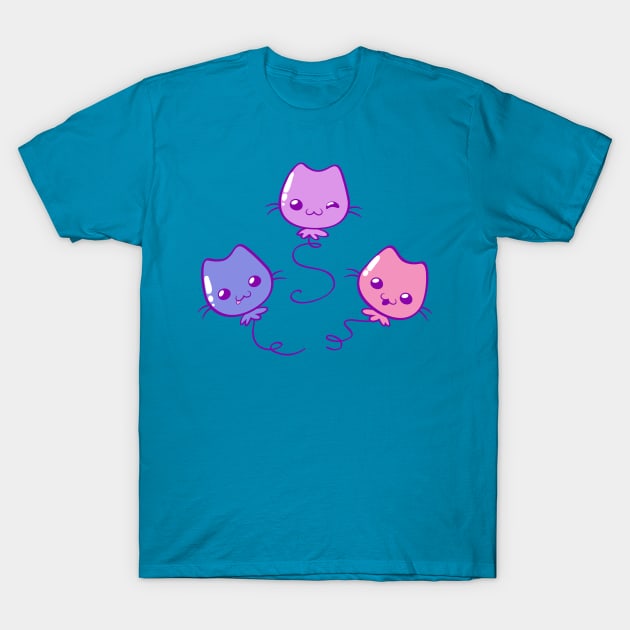 Kawaii Kitty Balloons T-Shirt by HaloSenpai